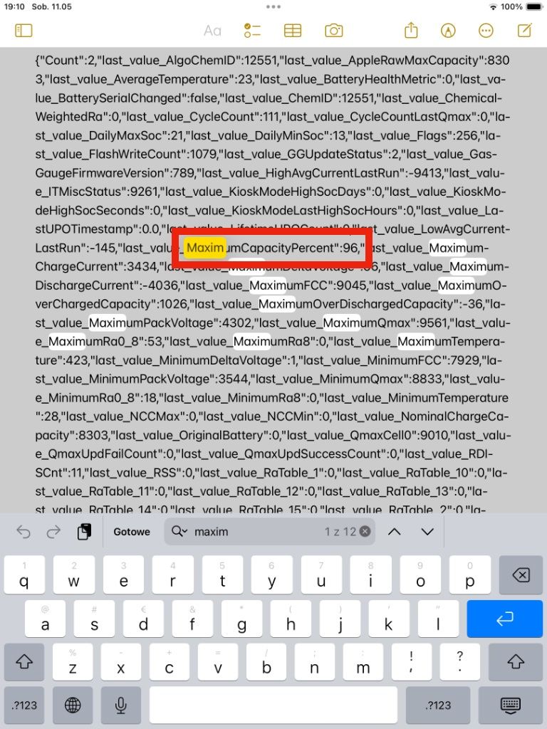 MaximumCapacityPercent ipad