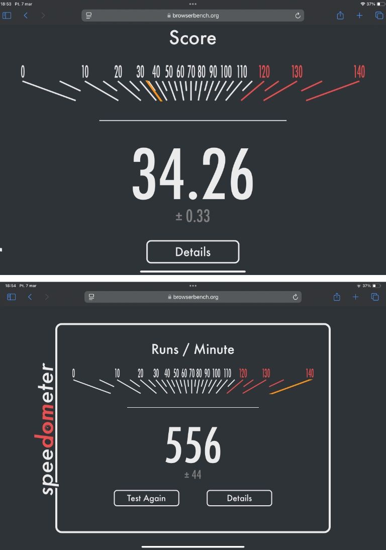 iPad Air M3 - Speedometer 3.0 i Speedometer 2.0