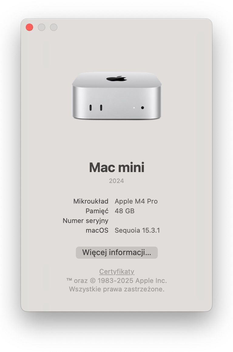 Mac mini m4 pro specyfikacja