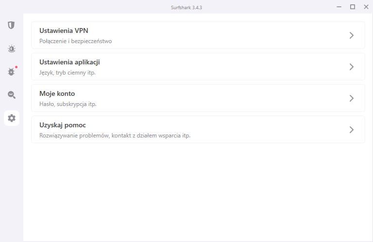 Surfshark VPN - ustawienia