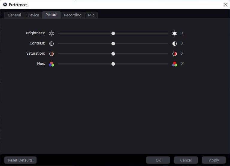 Elgato 4K60 Pro - ustawienia obrazu