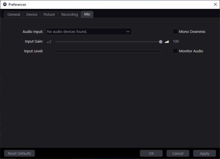 Elgato 4K60 Pro - ustawienia mikrofonu