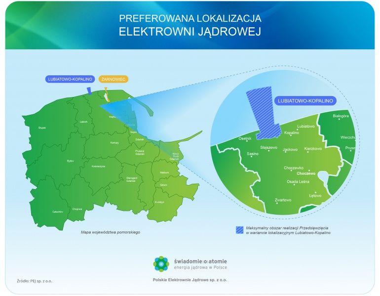 Polska elektrownia atomowa - mapa