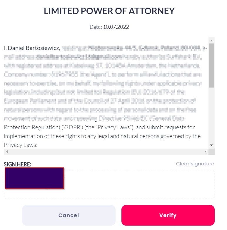Limited power of attorney