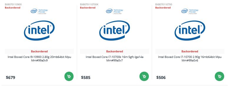 Intel Core i7-10700, Core i7-10700K i Core i9-10900K - ceny