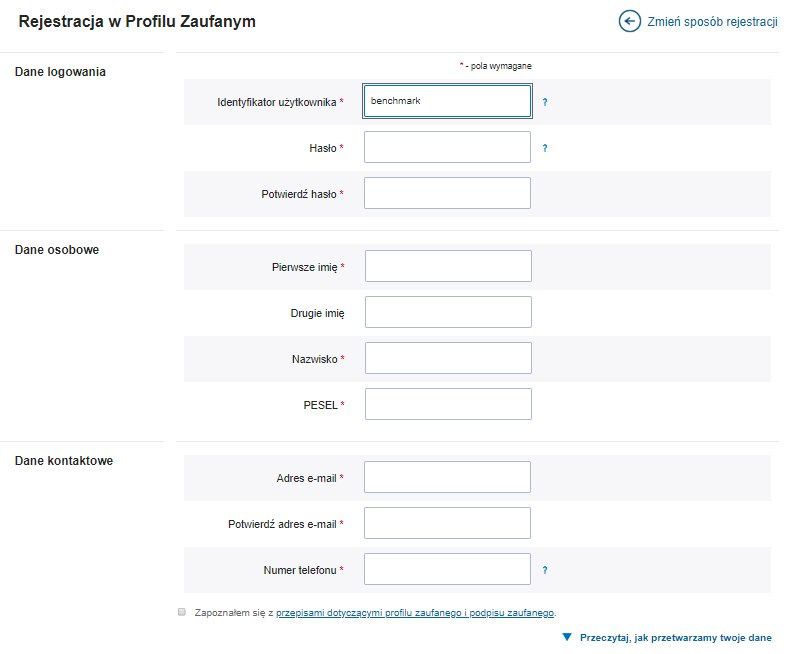 Rejestracja profil zaufany