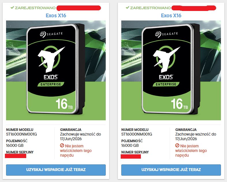 Seagate Exos X16 - gwarancja na dyski