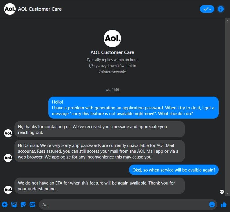 AOL - korespondencja