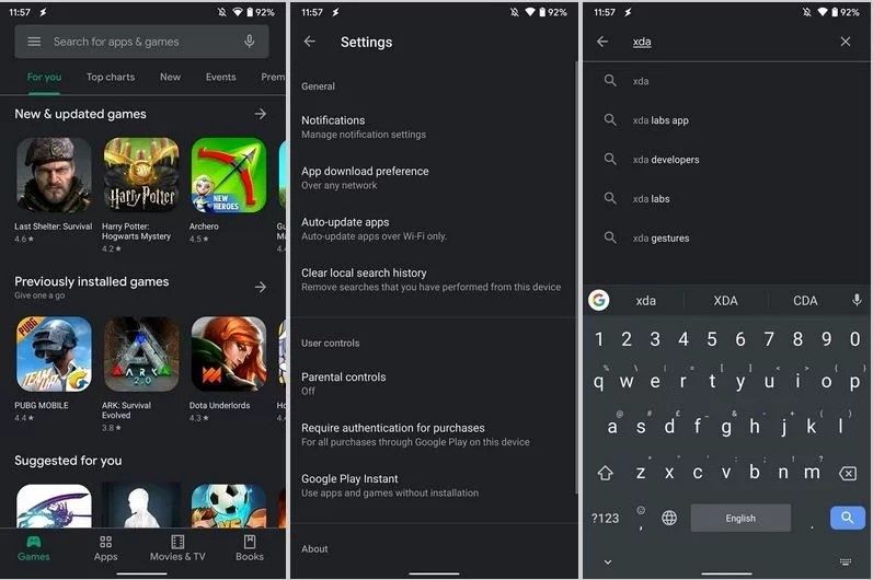 Google Play ciemny motyw
