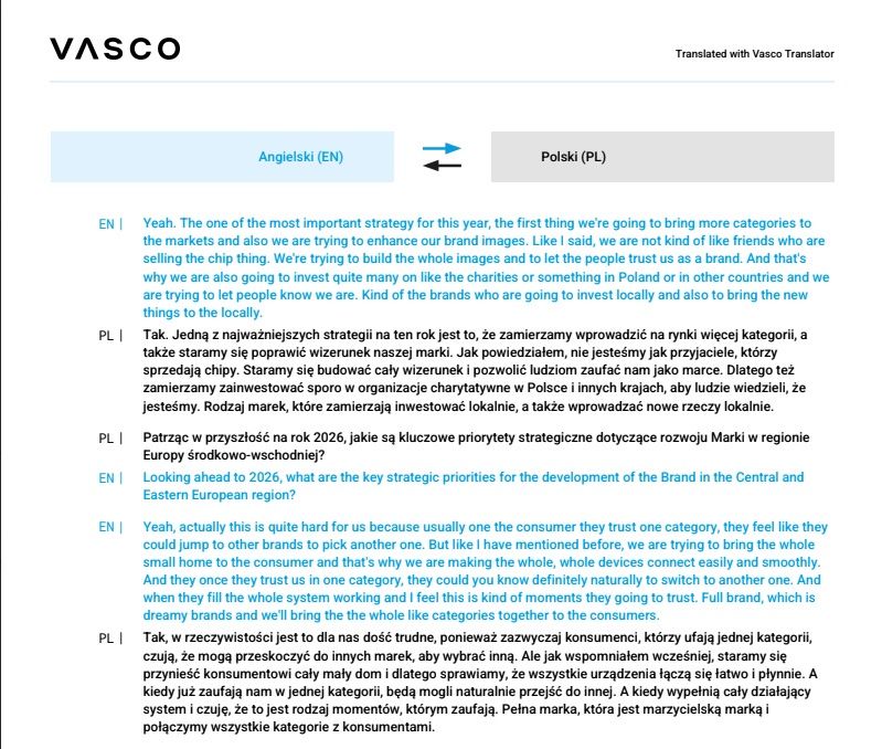 Vasco - tłumaczenie PDF