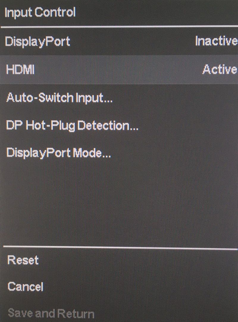 HP X27i - menu szybkiego wyboru OSD
