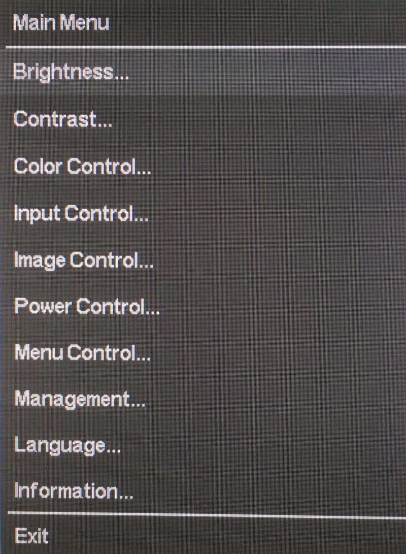 HP X27i - menu szybkiego wyboru OSD