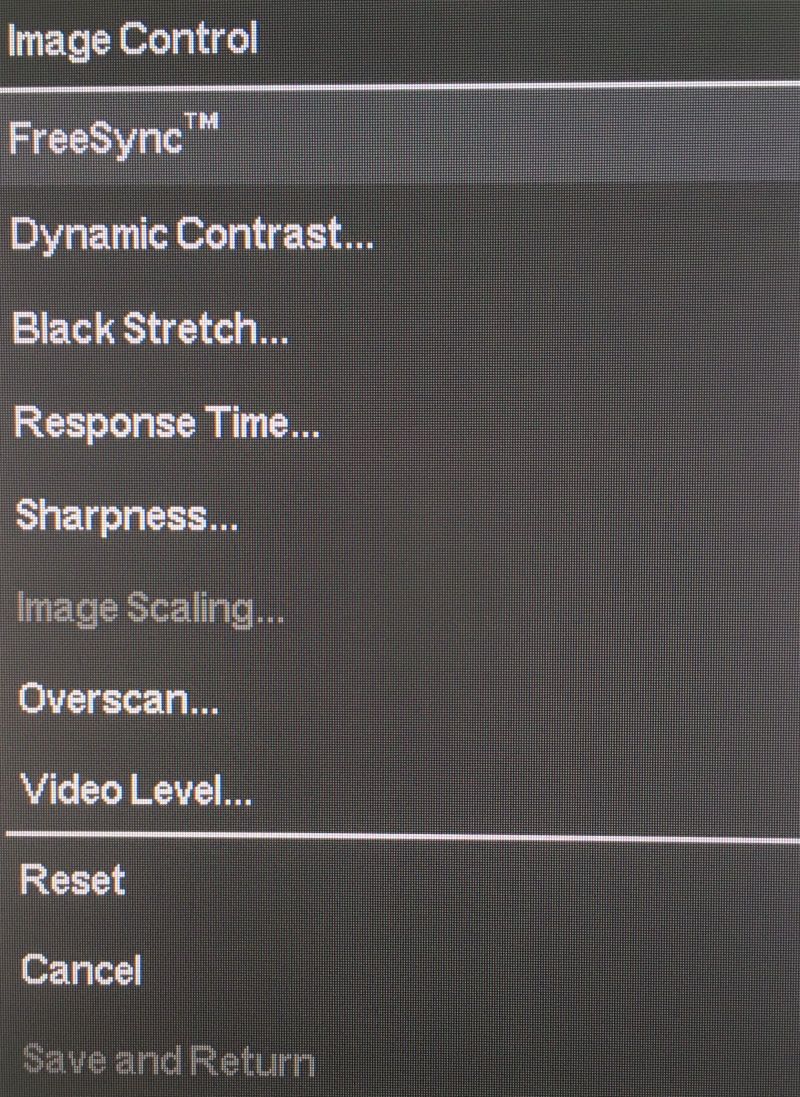 HP X27i - menu szybkiego wyboru OSD
