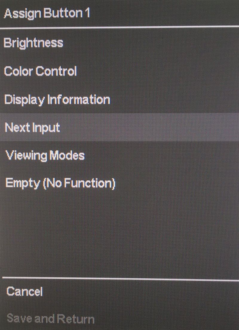 HP X27i - menu szybkiego wyboru OSD