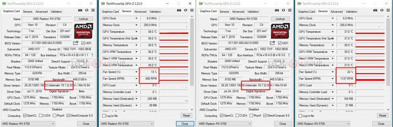 AMD Radeon RX 5700 - odczyc prędkości obrotowej wentylatora