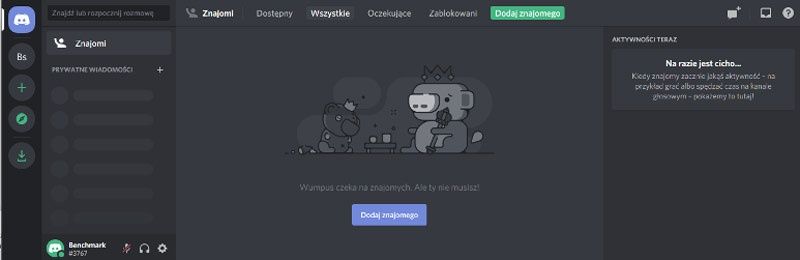 Aplikacja Discord w przeglądarce