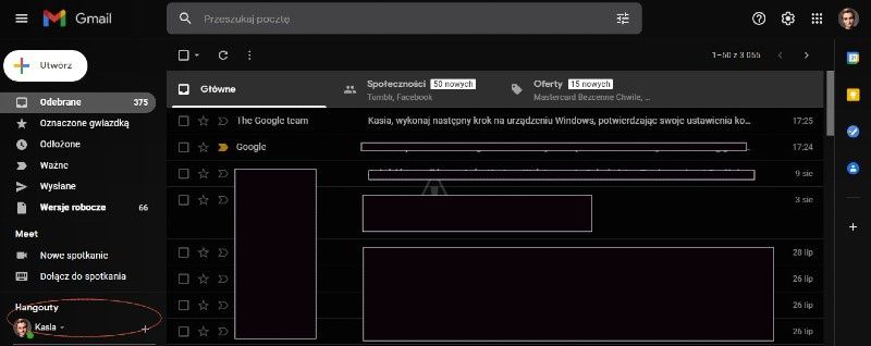 poczta Gmail widok webowy