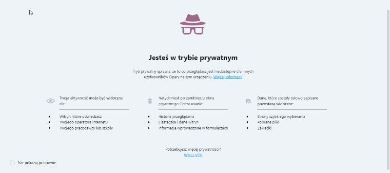 Opera tryb prywatny