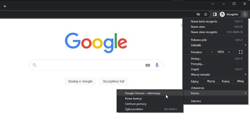 jak sprawdzić wersję używanej przeglądarki Chrome