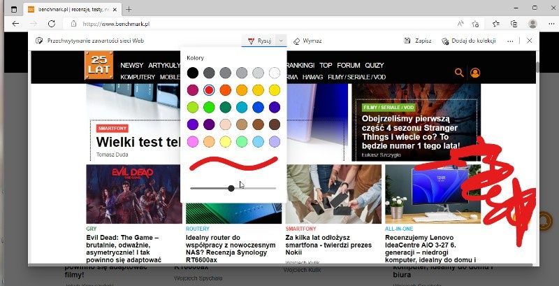 edytor zrzut ekranu prszeglądarki edge