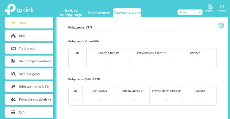 TP-Link Archer AX50 - Połączenia VPN