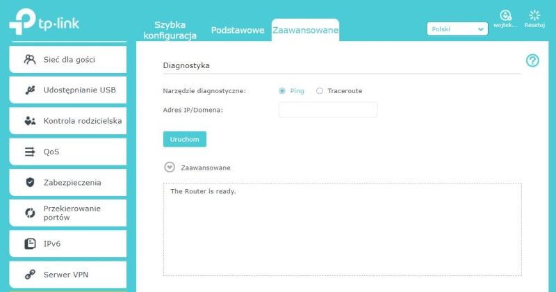TP-Link Archer AX50 - Diagnostyka