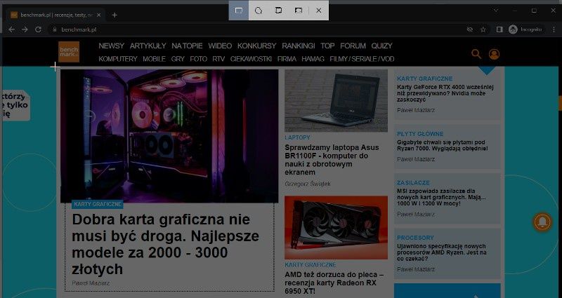opcje zrzutów ekranu wycinek i szkic Windows