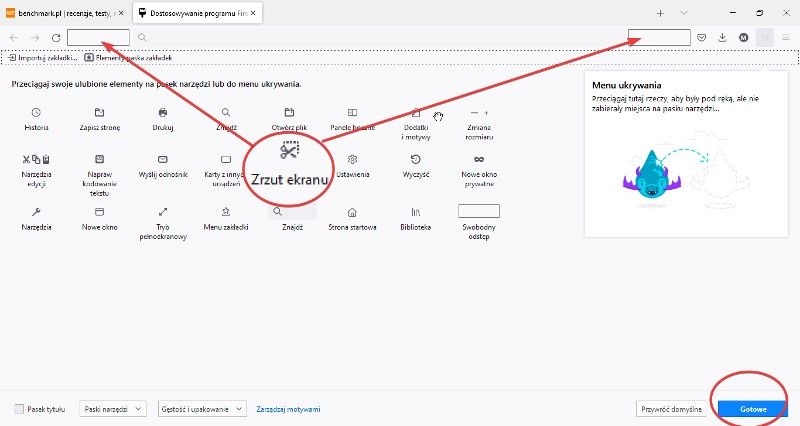 skrót wycinania firefox