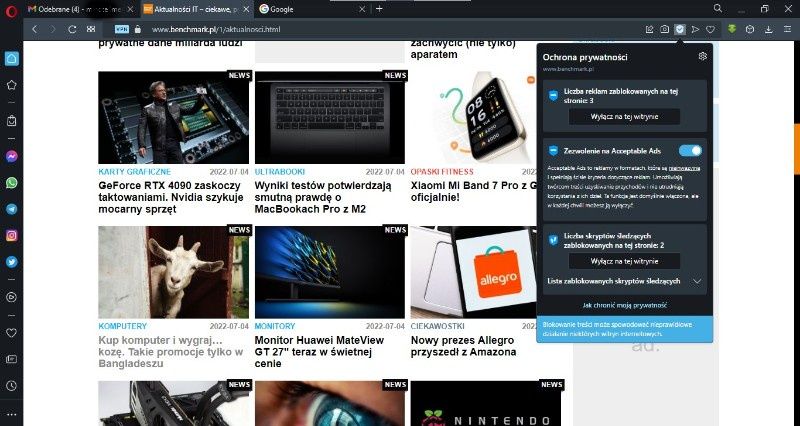 blokada reklam Opera