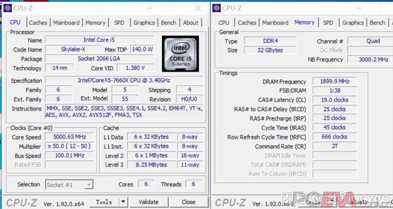 Intel Core i5-7660X - CPUZ
