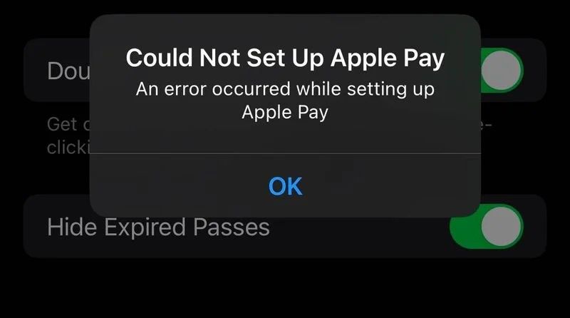Apple Pay - komunikat o błędzie