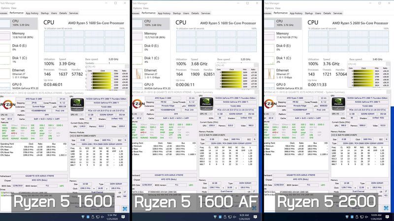 AMD Ryzen 5 1600 vs AMD Ryzen 5 1600 AF 12nm vs AMD Ryzen 5 2600