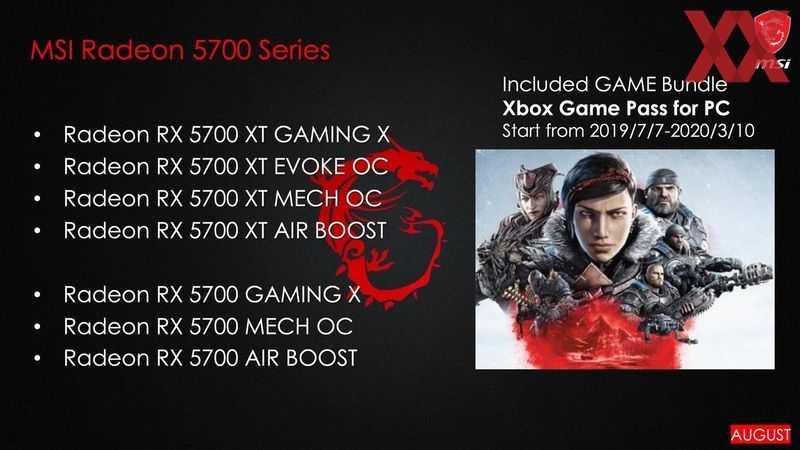 MSI Radeon RX 5700 Gaming X, Evoke OC, Mech OC i Air Boost