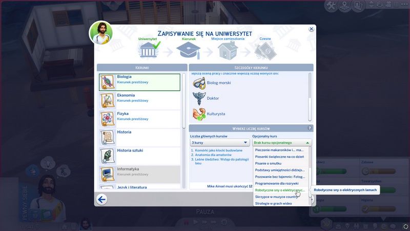 The Sims 4: Uniwersytet - zapisywanie się na studia
