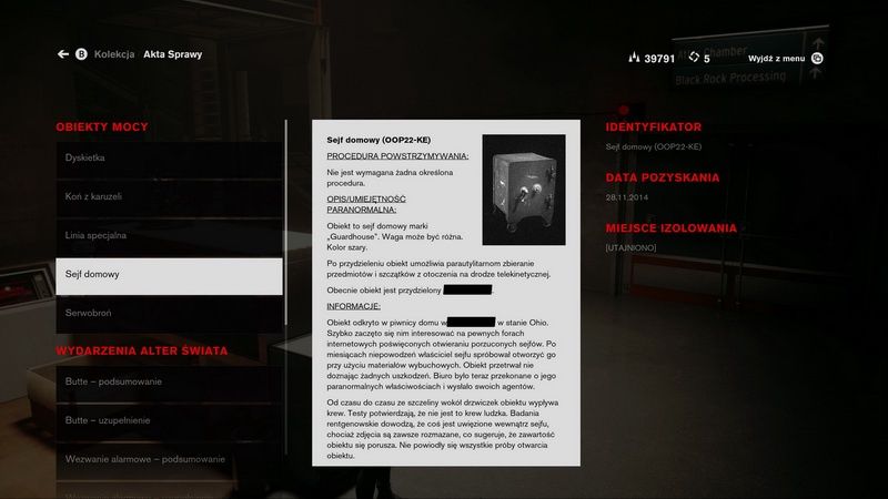 Control - raport o obiekcie mocy
