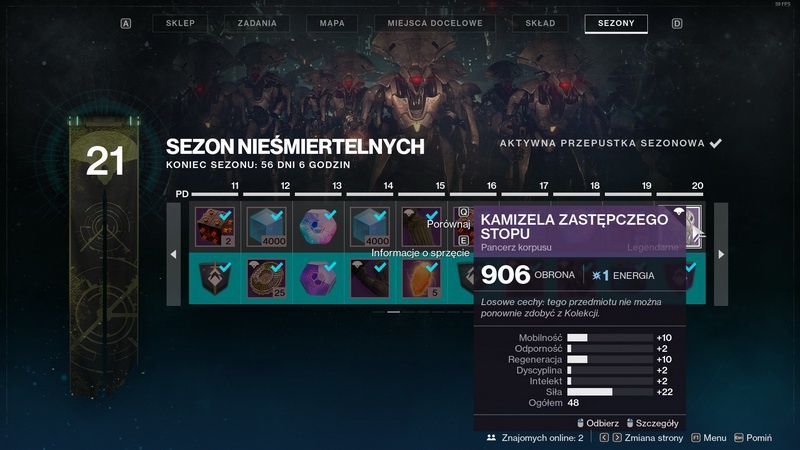Destiny 2: Twierdza Cieni - nagrody sezonowe