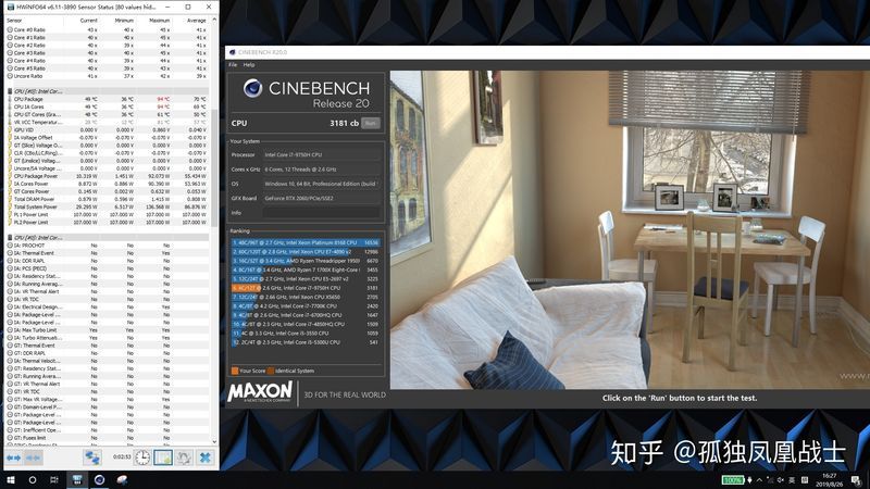 Intel Core i7-9750H - wydajność w benchmarku Cinebench R20