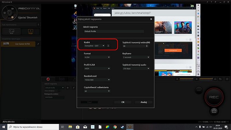Avermedia ReCentral i wsparcie Intel Quick Sync Video