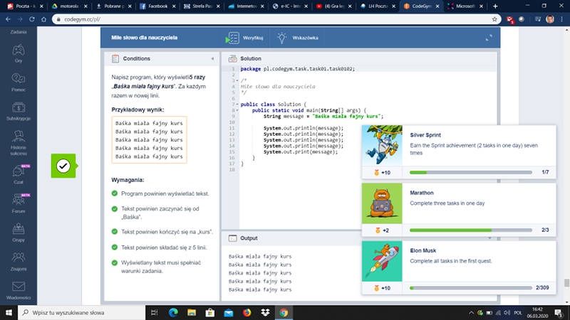 Harvard CS50 CodeGym screen 1