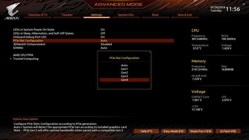Gigabyte AORUS X570 Xtreme - UEFI BIOS PCIe 4