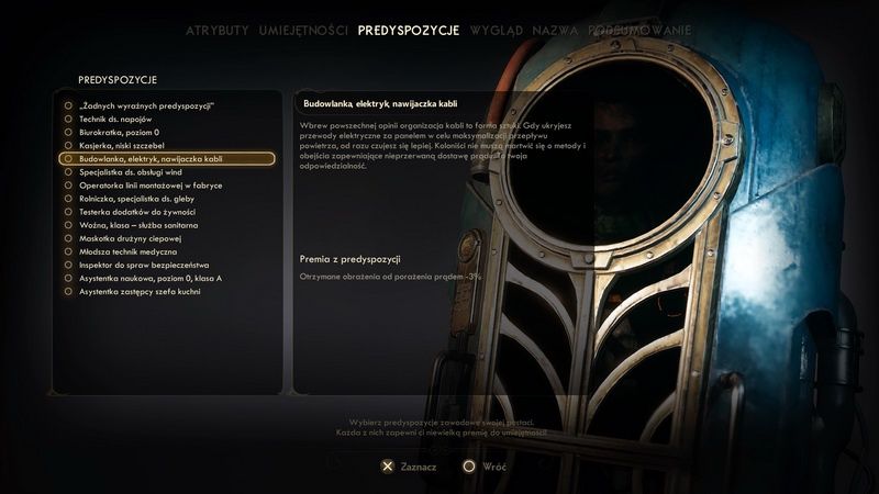 The Outer Worlds - wybór predyspozycji