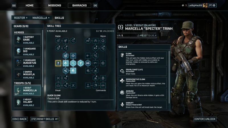Gears Tactics - drzewko umiejętności