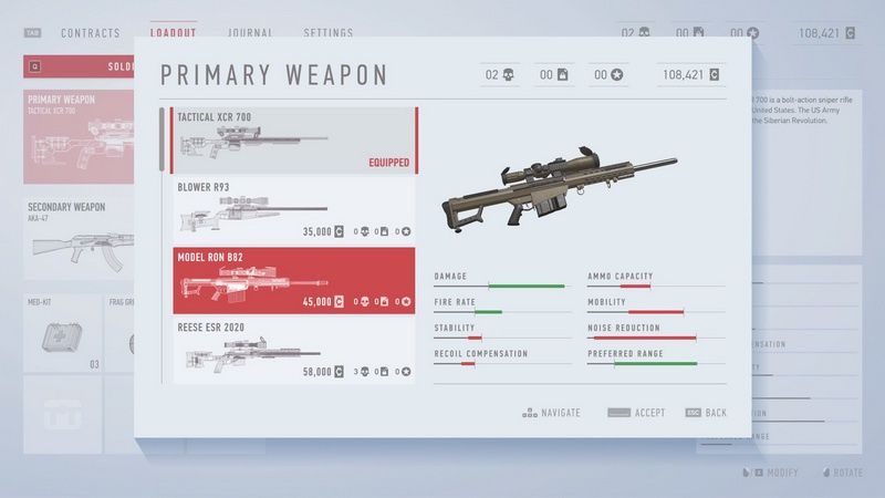 Sniper Ghost Warrior Contracts - różne rodzaje broni
