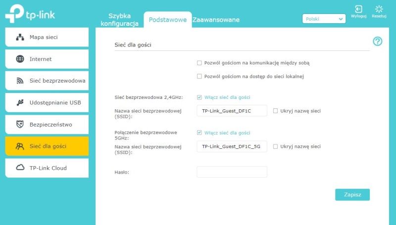 TP-Link Archer AX50 - Ustawienia sieci dla gości