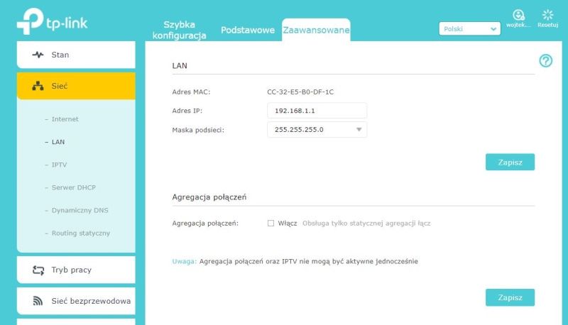 TP-Link Archer AX50 - Ustawienia LAN