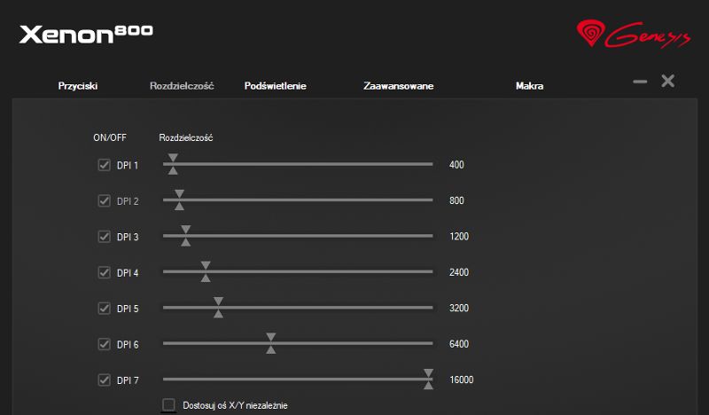 Oprogramowanie Xenon 80 DPI