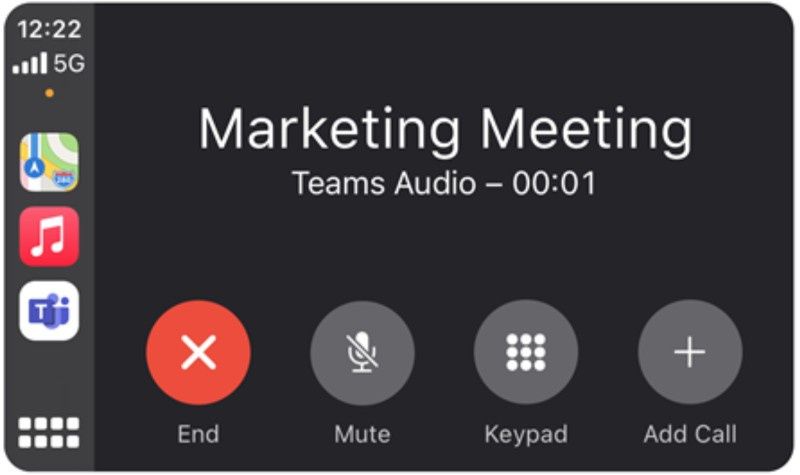 Microsoft Teams w Apple CarPlay