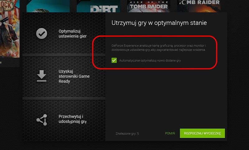 GeForce Experience - automatyczna aktualizacja gier