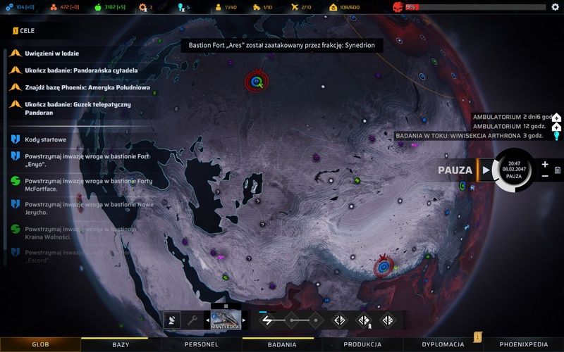 Phoenix Point - widok mapy świata