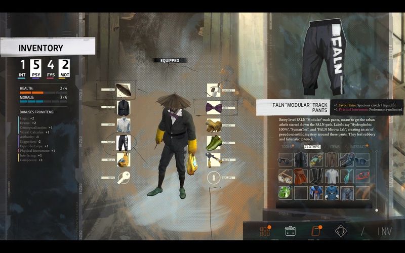 Disco Elysium - różne rodzaje ubrań